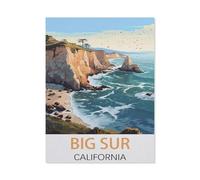 Jigsaw Puzzle 1500 Pieces for Adults,Big Sur California Vintage Travel Poster,Unique Suitable for Teenagers and Adults, Home Decoration 57x87cm-BH24