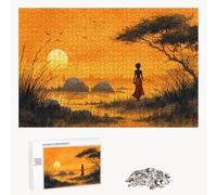 Jigsaw Puzzle 1500 Pieces for Adults - Sunset & Africa - Wooden Pieces with Classic Fit & HD Print - Stress Relief Hobby & Home Decor - 87 x 57 cm - Not for Children under 14 P3#220