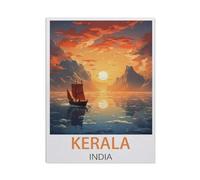 Jigsaw Puzzle 1500 Pieces,Kerala India Vintage-Reiseposter,Paper Children Toys Decompression Game 57x87cm-AH16