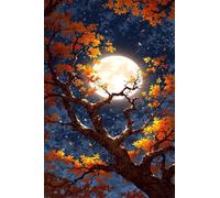 Jigsaw Puzzle 1500 Pieces Moon Maple Leaf with Letters on Back & Poster 1500 Piece Jigsaw Puzzles for Adults Seniors 34.3x22.44 inch