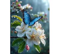 Jigsaw Puzzle 1500 Pieces Pear Blossoms, Premium Jigsaws 1500 pieces for Adults & Teens, Precision Fit Thick Board, for for Men & Women, Finished Size 87x57cm Blue Butterflies