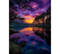 Jigsaw Puzzle 1500 Pieces Sunset Rivers Trees with Letters on Back & Poster 1500 Piece Jigsaw Puzzles for Adults Seniors 34.3x22.44 inch