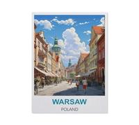 Jigsaw Puzzle 1500 Pieces，Warsaw Poland Vintage Travel Poster，Wood Adult Toys Decompression Game（57x87cm）-CA43