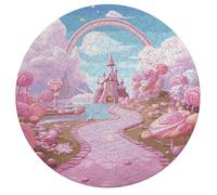Jigsaw Puzzle 195 Pcs Challenging Round Animals Puzzle Candy Lane House Wooden Jigsaw Puzzles for Adults Families