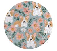 Jigsaw Puzzle 195 Pcs Challenging Round Animals Puzzle Corgi Floral Flowers Spring Garden Wooden Jigsaw Puzzles for Adults Families