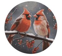 Jigsaw Puzzle 195 Pcs Challenging Round Animals Puzzle Cute Cardinal Birds Wooden Jigsaw Puzzles for Adults Families