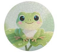 Jigsaw Puzzle 195 Pcs Challenging Round Animals Puzzle Cute Frog Wooden Jigsaw Puzzles for Adults Families