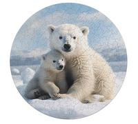Jigsaw Puzzle 195 Pcs Challenging Round Animals Puzzle Cute Polar Bear Wooden Jigsaw Puzzles for Adults Families