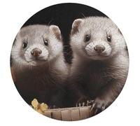 Jigsaw Puzzle 195 Pcs Challenging Round Animals Puzzle Ferrets Wooden Jigsaw Puzzles for Adults Families