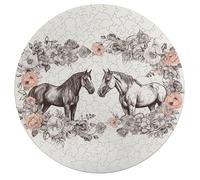 Jigsaw Puzzle 195 Pcs Challenging Round Animals Puzzle Flowers and Horses Hand Drawn Wooden Jigsaw Puzzles for Adults Families