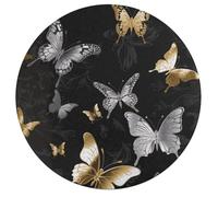 Jigsaw Puzzle 195 Pcs Challenging Round Animals Puzzle Gold White Butterflies Black Wooden Jigsaw Puzzles for Adults Families