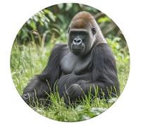 Jigsaw Puzzle 195 Pcs Challenging Round Animals Puzzle Gorilla in The Grass Wooden Jigsaw Puzzles for Adults Families