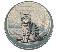 Jigsaw Puzzle 195 Pcs Challenging Round Animals Puzzle Gray Tabby Cat Wooden Jigsaw Puzzles for Adults Families