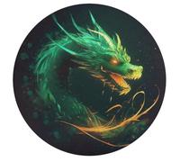 Jigsaw Puzzle 195 Pcs Challenging Round Animals Puzzle Green Dragon Wooden Jigsaw Puzzles for Adults Families