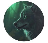 Jigsaw Puzzle 195 Pcs Challenging Round Animals Puzzle Green Wolf Wooden Jigsaw Puzzles for Adults Families