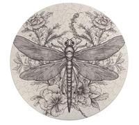 Jigsaw Puzzle 195 Pcs Challenging Round Animals Puzzle Hand Drawn Floral Dragonfly Wooden Jigsaw Puzzles for Adults Families