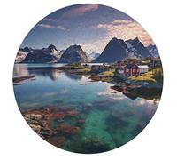 Jigsaw Puzzle 195 Pcs Challenging Round Animals Puzzle Norway Islands Wooden Jigsaw Puzzles for Adults Families