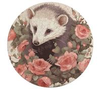 Jigsaw Puzzle 195 Pcs Challenging Round Animals Puzzle Opossum and Roses Wooden Jigsaw Puzzles for Adults Families