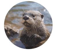 Jigsaw Puzzle 195 Pcs Challenging Round Animals Puzzle Otter Playing in The Water Wooden Jigsaw Puzzles for Adults Families