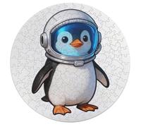 Jigsaw Puzzle 195 Pcs Challenging Round Animals Puzzle Penguin Astronaut Wooden Jigsaw Puzzles for Adults Families