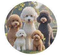 Jigsaw Puzzle 195 Pcs Challenging Round Animals Puzzle Poodles Dogs Wooden Jigsaw Puzzles for Adults Families