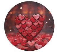 Jigsaw Puzzle 195 Pcs Challenging Round Animals Puzzle Red Hearts Love Wooden Jigsaw Puzzles for Adults Families