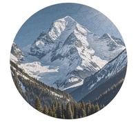 Jigsaw Puzzle 195 Pcs Challenging Round Animals Puzzle Spectacular Snowy Mountains Wooden Jigsaw Puzzles for Adults Families