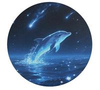 Jigsaw Puzzle 195 Pcs Challenging Round Animals Puzzle Star - Swimming Dolphin Wooden Jigsaw Puzzles for Adults Families