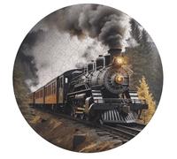 Jigsaw Puzzle 195 Pcs Challenging Round Animals Puzzle Steam Train Wooden Jigsaw Puzzles for Adults Families