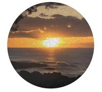 Jigsaw Puzzle 195 Pcs Challenging Round Animals Puzzle Sunset Hawaii Beach Wooden Jigsaw Puzzles for Adults Families