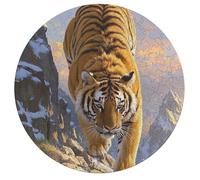 Jigsaw Puzzle 195 Pcs Challenging Round Animals Puzzle Tiger Descending The Mountain Wooden Jigsaw Puzzles for Adults Families