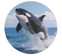 Jigsaw Puzzle 195 Pcs Challenging Round Animals Puzzle Whale Wooden Jigsaw Puzzles for Adults Families