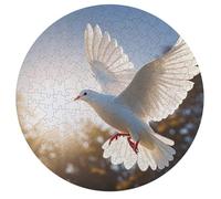 Jigsaw Puzzle 195 Pcs Challenging Round Animals Puzzle White Dove Flying in The Sun Wooden Jigsaw Puzzles for Adults Families