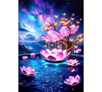 Jigsaw Puzzle 200 piece,Dreamy Fluorescent Lotus Puzzles for Adults,Educational Game Challenge Toy 200 Pieces DIY puzzles Family Decoration puzzle