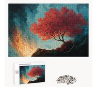 Jigsaw Puzzle 200 Pieces for Adults - Tree & Red - Wooden Pieces with Classic Fit & HD Print - Stress Relief Hobby & Home Decor - 35 x 25 cm - Not for Children under 14 P3#304