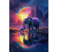 Jigsaw Puzzle 2000 Piece, Elephant Colored Puzzles for Adults 2000, Wooden Puzzles, Jigsaw Puzzle Games Classic Educational, The Impossible Challenge, Games Family, Creativity Gift DX0YL1-928