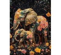 Jigsaw Puzzle 2000 Piece, Elephant Flower Puzzles for Adults 2000, Wooden Puzzles, Jigsaw Puzzle Games Classic Educational, The Impossible Challenge, Games Family, Creativity Gift DX0YL1-181