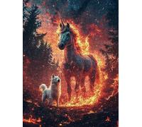 Jigsaw Puzzle 2000 Piece, Flame Unicorn Puzzles for Adults 2000, Wooden Puzzles, Jigsaw Puzzle Games Classic Educational, The Impossible Challenge, Games Family, Creativity Gift DX0YL1-468