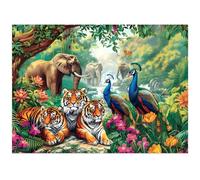 Jigsaw Puzzle 2000 piece,Jungle Tigers Elephants Peacocks Puzzles for Adults,Educational Game Challenge Toy 2000 Pieces DIY puzzles Family Decoration puzzle