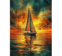 Jigsaw Puzzle 2000 Piece, Sunset Sailboat Puzzles for Adults 2000, Wooden Puzzles, Jigsaw Puzzle Games Classic Educational, The Impossible Challenge, Games Family, Creativity Gift DX0YL1-909