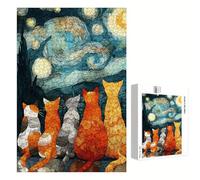 Jigsaw Puzzle 2000 Pieces for Adults - Cat & Starry Sky - Wooden Pieces with Classic Fit & HD Print - Stress Relief Hobby & Home Decor - 75 x 105 cm - Not for Children under 14 P3#701