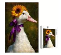 Jigsaw Puzzle 2000 Pieces for Adults - Duck & Sunflower - Wooden Pieces with Classic Fit & HD Print - Stress Relief Hobby & Home Decor - 70 x 100 cm - Not for Children under 14 P3#874