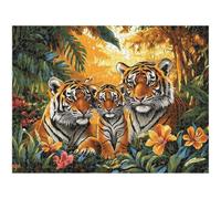 Jigsaw Puzzle 2000 Pieces for Adults, Tiger & Flower Wooden Puzzle, 1T#303
