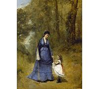 Jigsaw Puzzle 2000 Pieces - Jean-Baptiste-Camille Corot: Madame Stumpf and Her Daughter, 1872 Inches