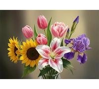 Jigsaw Puzzle 30 Pieces Lilies, Premium Jigsaws 30 pieces for Adults & Teens, Precision Fit Thick Board, for for Men & Women, Finished Size 25x20cm Tulips