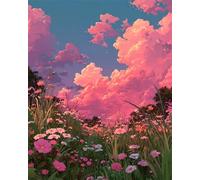 Jigsaw Puzzle 30 Pieces Pink Clouds, Premium Jigsaws 30 pieces for Adults & Teens, Precision Fit Thick Board, for for Men & Women, Finished Size 25x20cm Grasslands