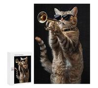Jigsaw Puzzle 300 PCS American Shorthair Trumpet Jigsaws for Adults Toy Wall Decor Pattern Assembly Deal As Gifts for The Whole Family 300 PCS