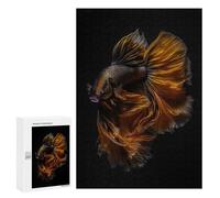 Jigsaw Puzzle 300 PCS Betta Fish Gold Balck Jigsaw Puzzles for Teenagerss Hand Speed Race Fun Activities at Home Challenging Game And Family Play 300 PCS
