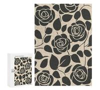 Jigsaw Puzzle 300 PCS Black And White Rose Mid Century Puzzles for Teenagerss Stress Reliever Educational Challenge Unique Birthday And Gifts 300 PCS