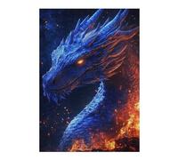 Jigsaw Puzzle 300 PCS Blue Dragon in Flames Puzzle for Adults Anti-Stress Toys Perfect Decoration Deal As Gifts for The Whole Family 300 PCS